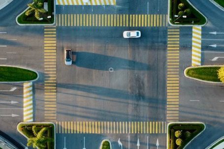 Autonomous Vehicles - Top View of a Large Intersection